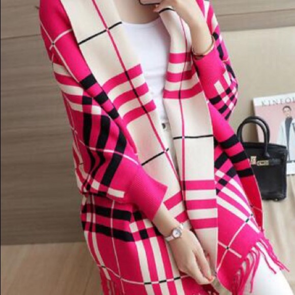 ‼️SOLD OUT‼️ Autumn Plaid Tassel Loose Cardigan - Picture 4 of 7